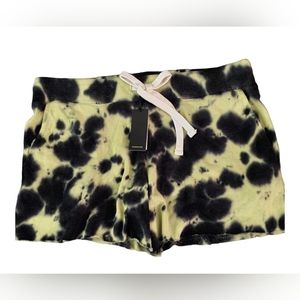 MonrowMonrow Sweat Shorts Green and Black Tie-Dyed Drawstring Elas L NWOT